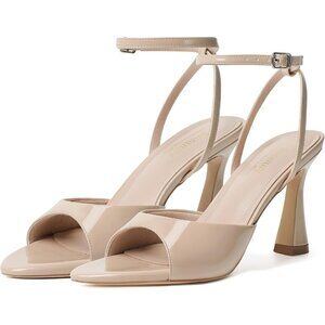 Women's All Tan Open Toe Strappy Block Ankle Strap Hight Heeled Sandals Shoes